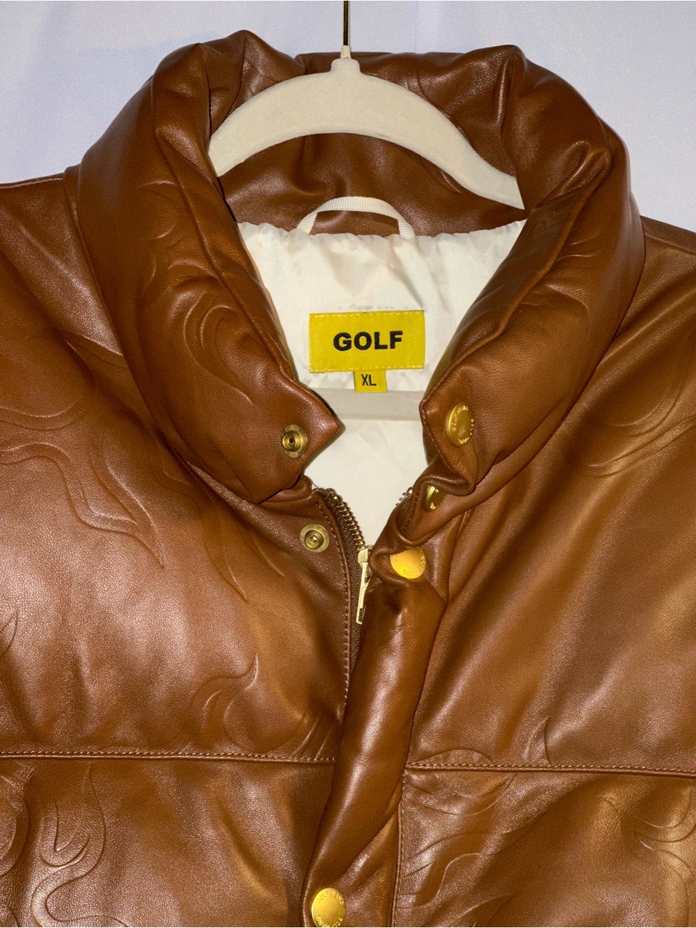 [GOLF Wang] Lambskin leather & down feather filled puffer jacket (XL)